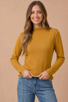 Soft Frilled Mock Neck Hacci Knit Top