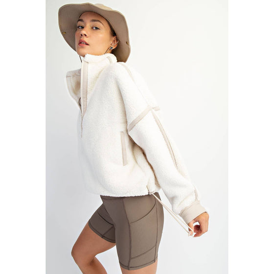 SHERPA MOCK NECK QUARTER ZIP JACKET