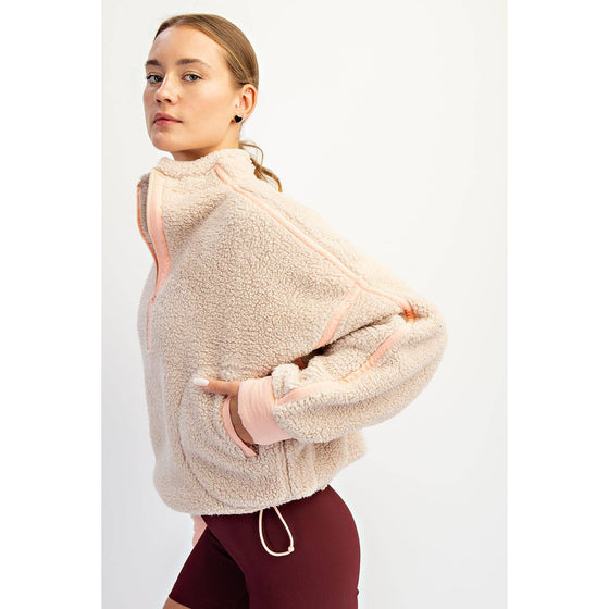 SHERPA MOCK NECK QUARTER ZIP JACKET