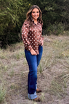 Mocha Dot Button Up