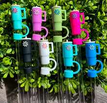  Tumbler with Daisy Silicone Straw Topper Set of 8