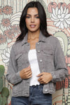 WASHED DENIM TENCEL BUTTON- FRONT JACKET