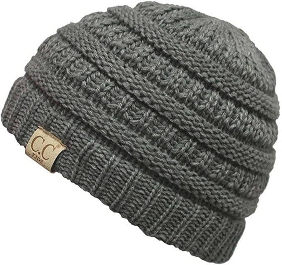 Kids No Pom Beanie (Heather Grey)