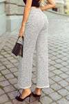 Leopard Frayed Edge Wide Leg High Waist Jeans