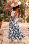 Bohemian Floral Print Tiered Maxi Skirt