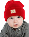 Baby Suede Patch Beanie (Red)