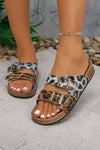 Suede Riveted Buckle Strap Slide Sandals