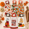 Give Thanks With A Grateful Heart Message Pumpkin Cornucopia Button Loop Hanging Kitchen Towel