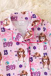 Girls Swif*e Cute Pink Button-up Pajama Short Set. PJG50105 AMY