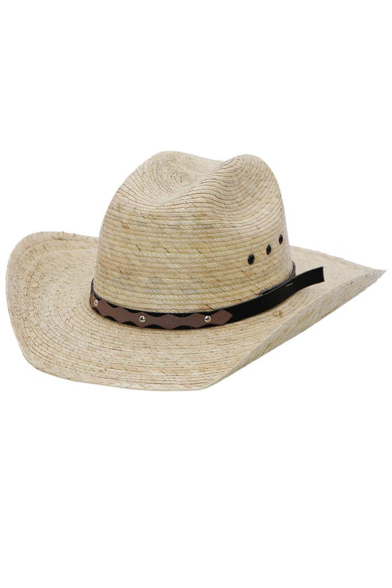 Kids Eyeleted Cutter Crown Palm Straw Cowboy Hat