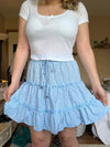Elastic waist tiered floral mini skirt