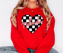  Nebraska Checkered Heart Red Sweatshirt