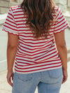 Scalloped Trim Round Neck Summer T Shirt | S-4X