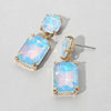 Square Rectangle Glass Stone Link Dangle Evening Earrings