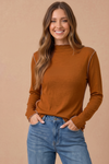 Soft Frilled Mock Neck Hacci Knit Top