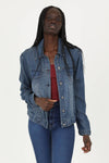 WASHED DENIM TENCEL BUTTON- FRONT JACKET