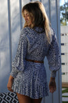 Long Sleeve V-Neck Crop Top w/Buttons