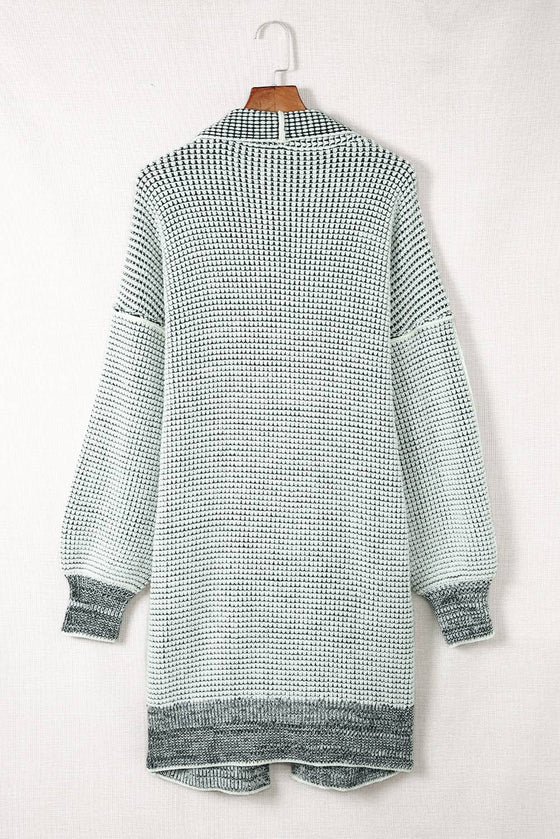 Plaid Knitted Long Open Front Cardigan - 8 Colors