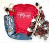 Christmas 2025 Merry Red Words Bella Holiday Graphic Tee