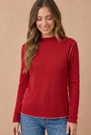 Soft Frilled Mock Neck Hacci Knit Top