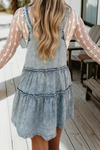 Light Wash Tiered Flowy Overall Denim Dress