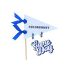 Red Team Color Huggie Hoop Earrings on Pennant Flag