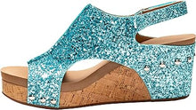  Corkys Boutique Carley Turquoise Chunky Glitter Wedge