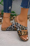Suede Riveted Buckle Strap Slide Sandals