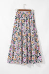 Bohemian Floral Print Tiered Maxi Skirt