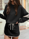 Varsity Stripe Detail Drop Shoulder Pullover Mini Skirt Set