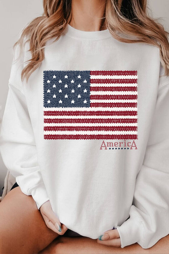 AMERICAN FLAG GRAPHIC BRUSHED SWEATSHIRTS