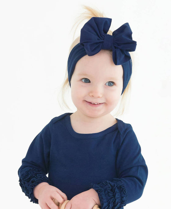 Girls Dark Navy Big Bow Headband