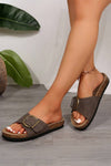 Buckle Decor Faux Suede Thick Sole Slides | US6-10
