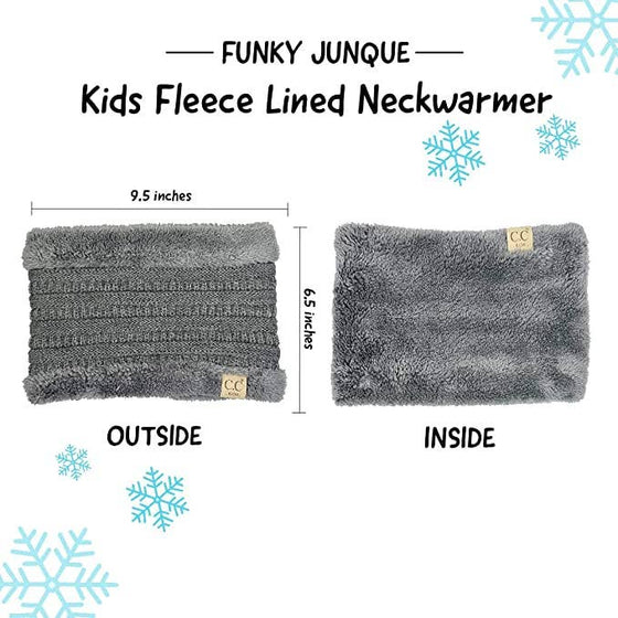 Kids Fleece Lined Scarf - Heather Grey