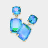 Square Rectangle Glass Stone Link Dangle Evening Earrings