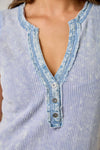 Washed Thermal Sleeveless Henley Top