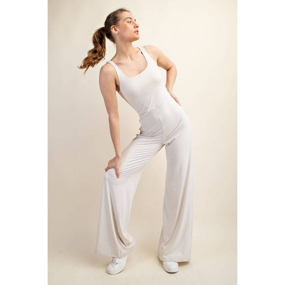 RECYCLED BUTTER WIDE LEG JUMPSUIT