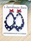 Navy Patriotic Star Teardrop Earrings
