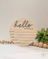 Hello World Baby Announcement Sign With Birth Stats 
