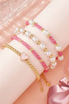 Pearl Golden Beads Adjustable String 4pcs Bracelet Set