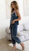 Blue-Grey Velvet Velour Dreamy Pajama Set