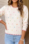LAS Colorful Polka Dot Crew Neck Sweater (S-XL)