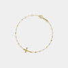 Dainty Boho Color Bead Cross Bracelet in 925 Sterling Silver