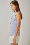 Washed Thermal Sleeveless Henley Top