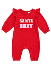 Santa Baby Red/Pink / Organic Long Sleeve Ruffle Jumpsuit