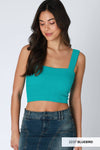 NS8255 - Shirred Square Neck Crop Top