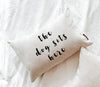 The Dog Sits Here Lumbar Throw Pillow