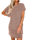 Summer Casual T-shirt Short-sleeved Dress (With Pockets)