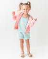 Tween Girls Vintage Aqua Stripe Terry Knit Tie Tank