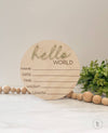 Hello World Baby Announcement Sign With Birth Stats 